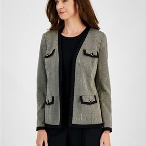 Women's Black and Gray Herringbone Jacket